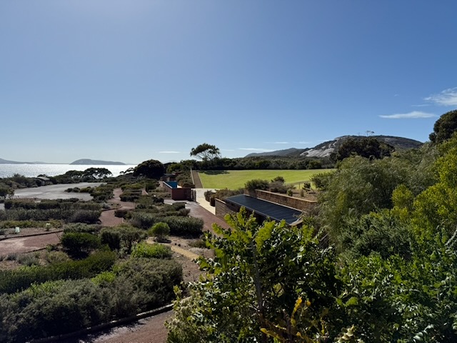 View across wildlife garden towards Frenchman Bay