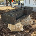 Bronze piano sculpture outside the museum