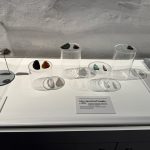 Museum display case showing samples of glass spearheads made by prisoners during the 1800s.