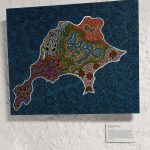 Artwork inside the museum, "Whadjuk Wadjemup" by Kevin Bynder (2015),in Indigenous dot style, showing a map of the lakes and burial ground on the island, and the places where the original Whadjuk people lived and travelled.